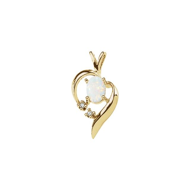 Oval Natural White Opal & .02 CTW Natural Diamond Pendant