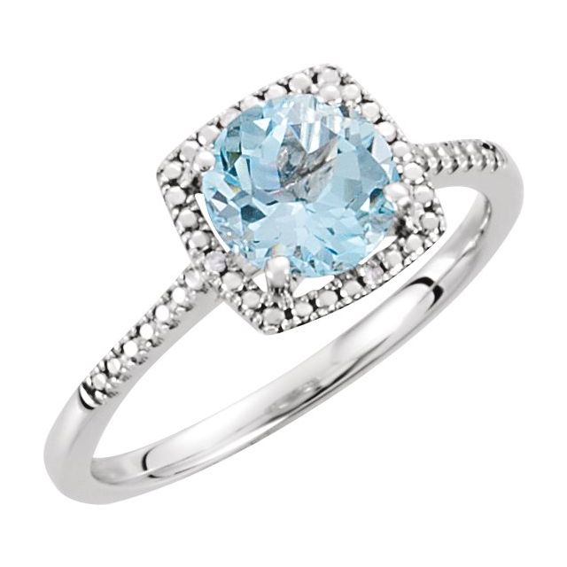 Round Natural Sky Blue Topaz & .01 CTW Natural Diamond Ring