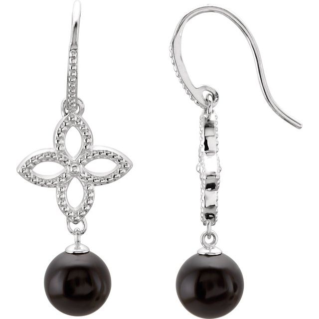 Round Natural Black Onyx Earrings