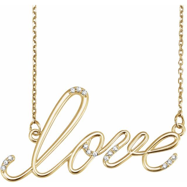 .08 CTW Natural Diamond "Love" Necklace