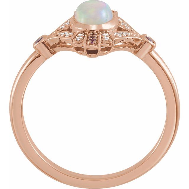 Natural Ethiopian Opal, Natural Pink Sapphire & .06 CTW Natural Diamond Cabochon Ring