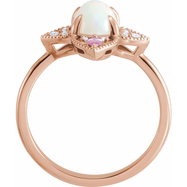 Natural Ethiopian Opal, Natural Pink Sapphire & .05 CTW Natural Diamond Vintage-Inspired Ring