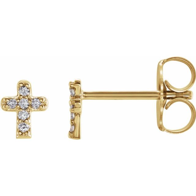 Round .06 CTW Natural Diamond Youth Cross Earrings
