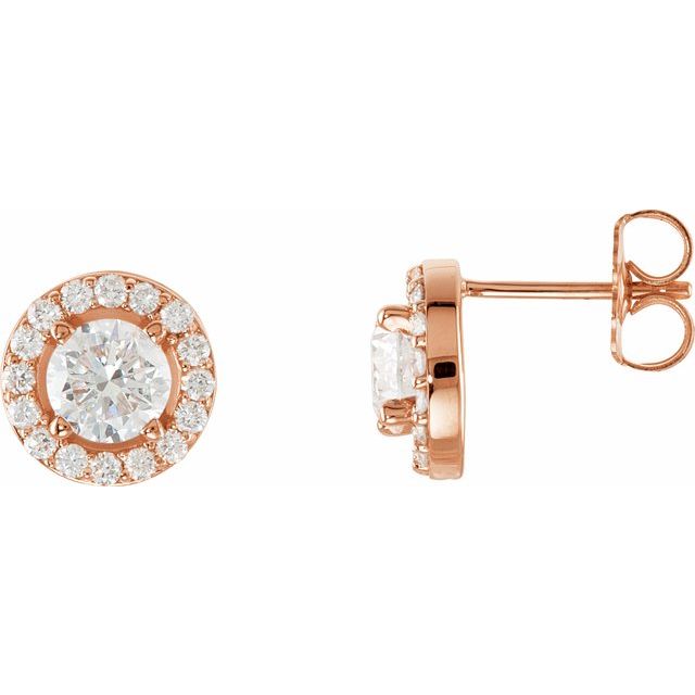 Round 1 1/4 CTW Natural Diamond Halo-Style Earrings