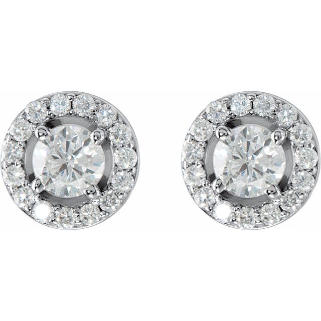 Round 7/8 CTW Natural Diamond Halo-Style Earrings