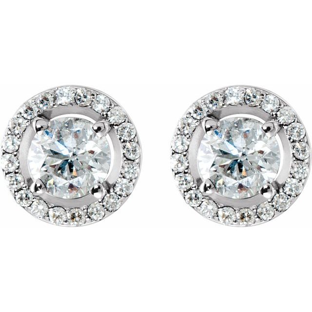 Round 2 1/3 CTW Natural Diamond Halo-Style Earrings