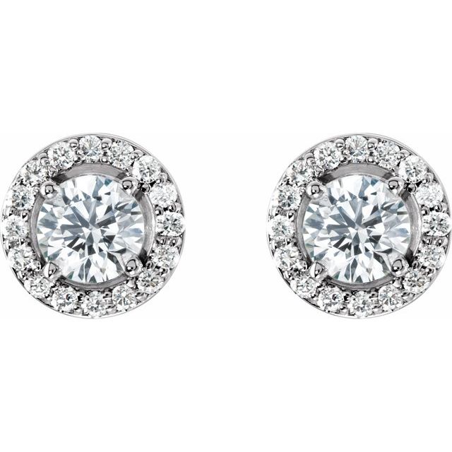 Round 1 1/4 CTW Natural Diamond Halo-Style Earrings