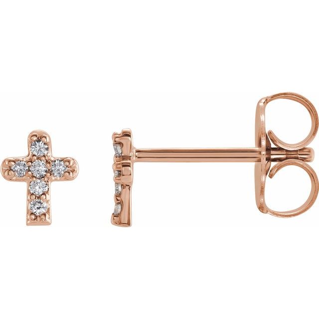 Round .06 CTW Natural Diamond Youth Cross Earrings