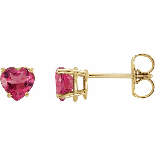 Heart Natural Pink Tourmaline Earrings