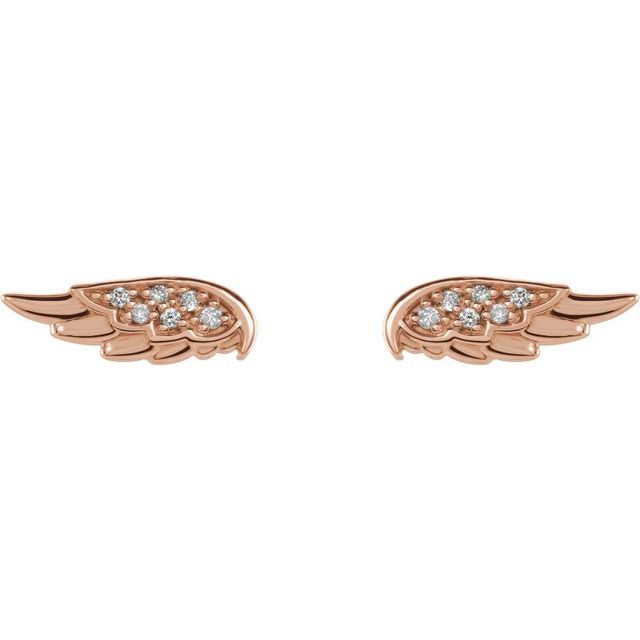 Round .03 CTW Natural Diamond Angel Wing Earrings