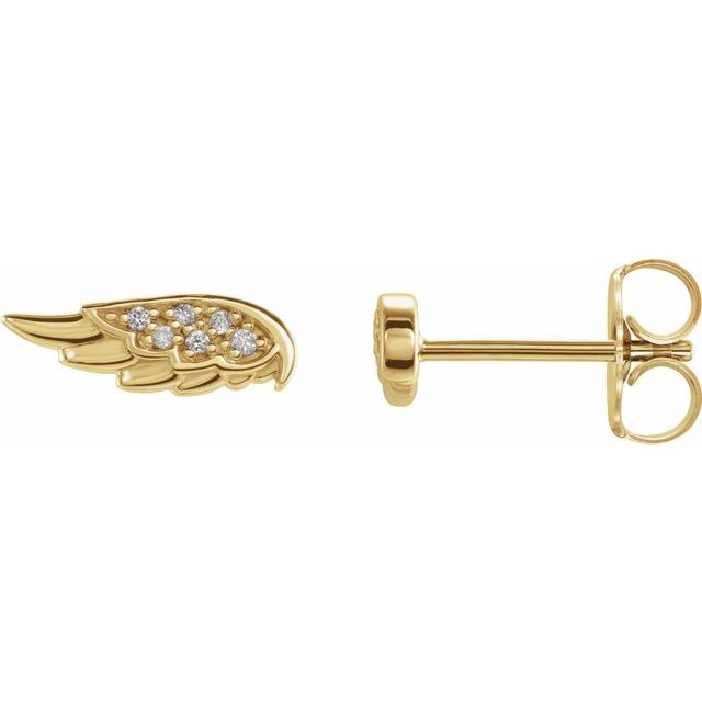 Round .03 CTW Natural Diamond Angel Wing Earrings