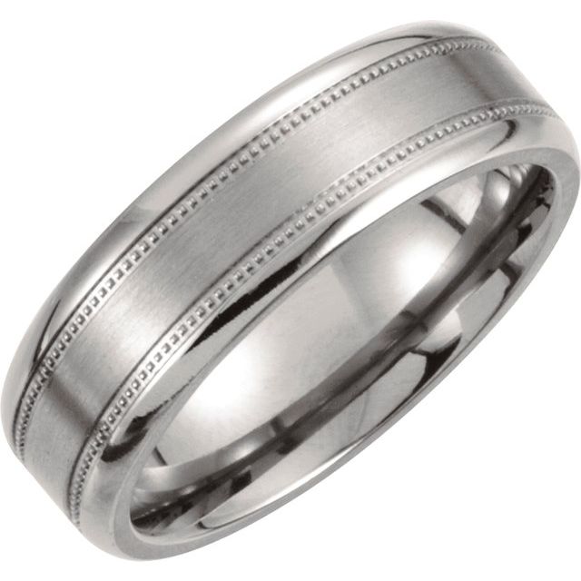 Titanium 7mm Satin Finish Center & Polished Milgrain Band