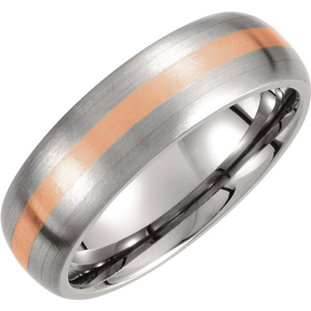Titanium & 14K Rose Inlay 7mm Satin Finish Band