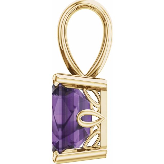 Emerald Natural Amethyst Solitiare Pendant