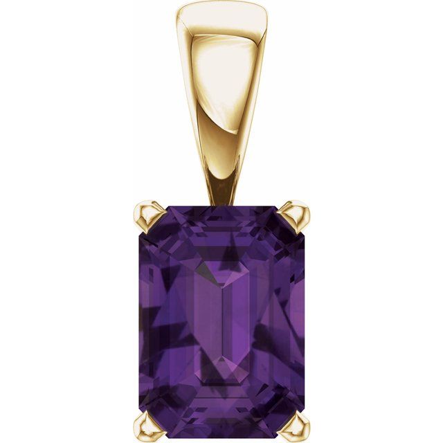 Emerald Natural Amethyst Solitiare Pendant