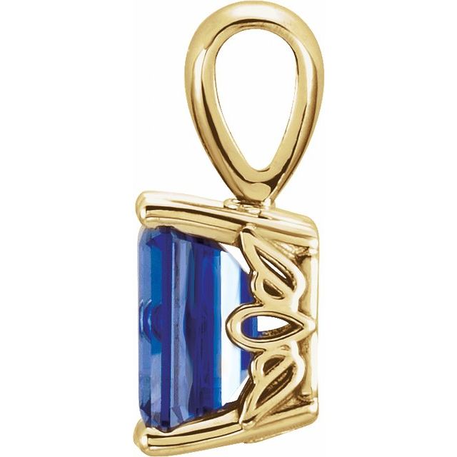 Emerald Lab-Grown Blue Sapphire Solitiare Pendant