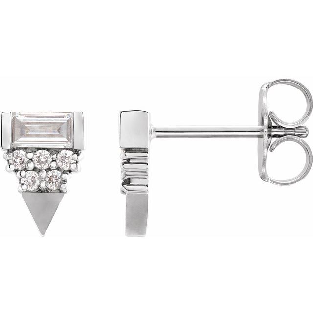 Straight baguette 1/4 CTW Natural Diamond Geometric Earrings