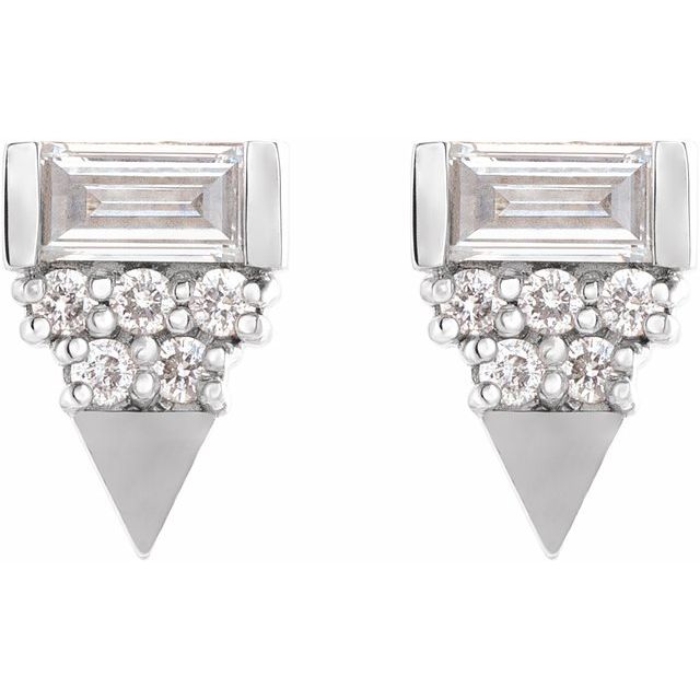 Straight baguette 1/4 CTW Natural Diamond Geometric Earrings