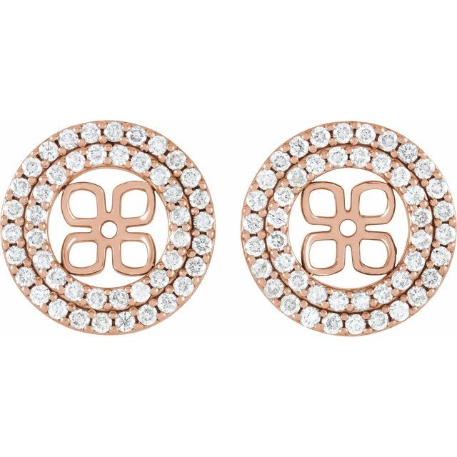 3/4 CTW Natural Diamond Earring Jackets for 8mm Pearl Stud Earrings