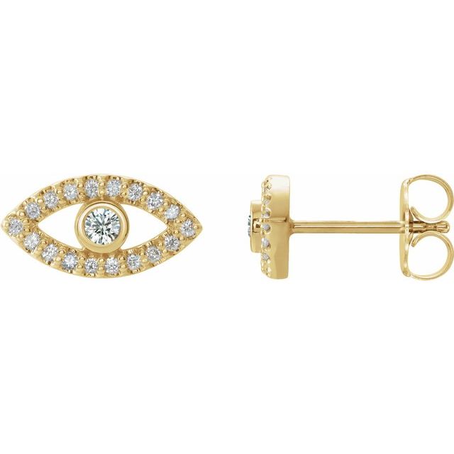 Round Natural White Sapphire & Natural White Sapphire Evil Eye Earrings