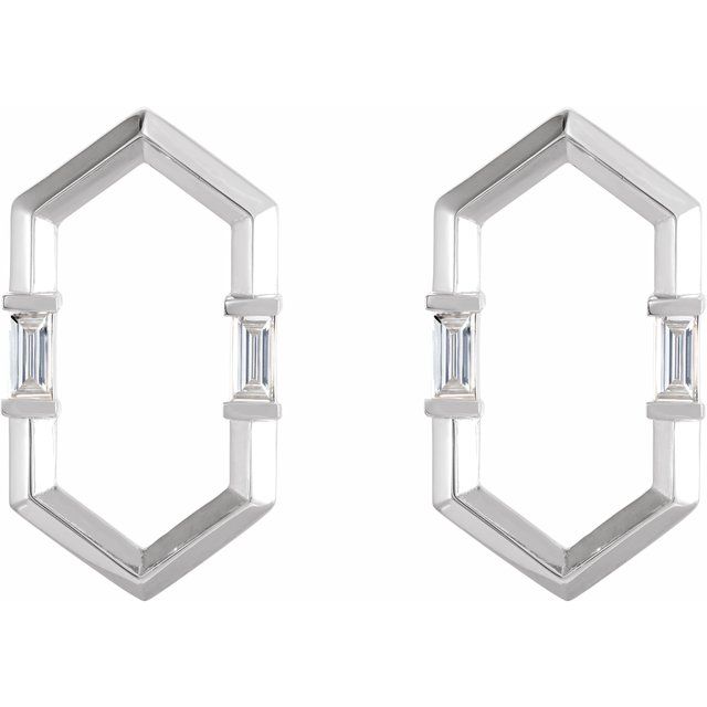 Straight baguette 1/3 CTW Natural Diamond Geometric Earrings