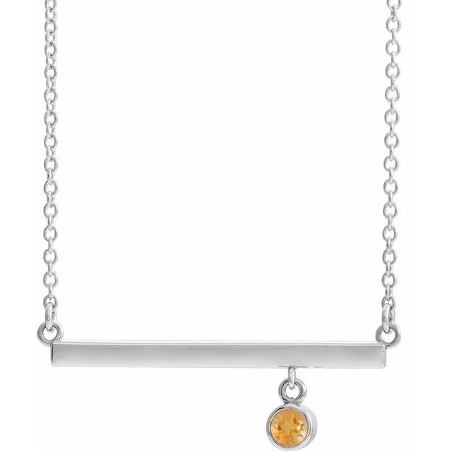 Round Natural Citrine Bezel-Set Necklace