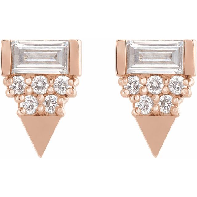 Straight baguette 1/4 CTW Natural Diamond Geometric Earrings