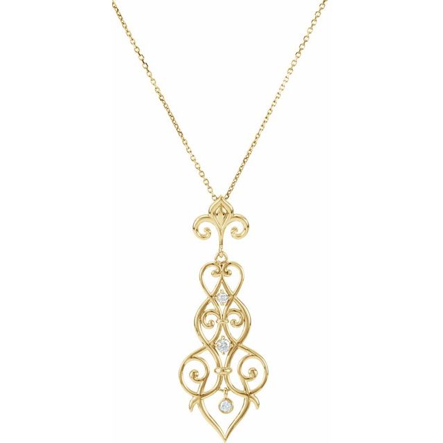 Round 1/6 CTW Natural Diamond Decorative Fleur-de-lis Necklace