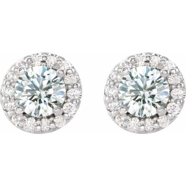 Round 5mm Natural White Sapphire & 1/4 CTW Natural Diamond Earrings