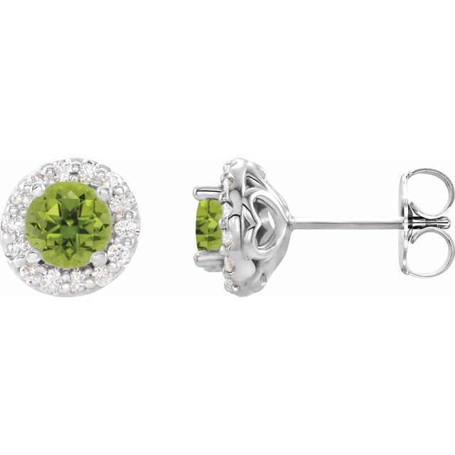 Round 5mm Natural Peridot & 1/4 CTW Natural Diamond Earrings