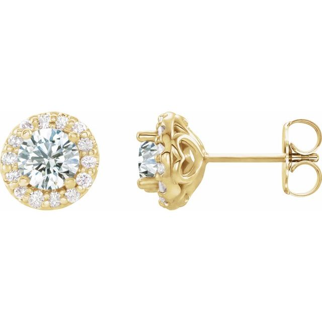 Round 4mm Natural White Sapphire & 1/8 CTW Natural Diamond Earrings