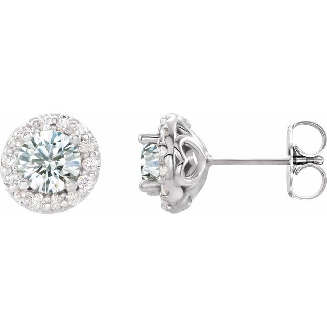 Round 4mm Natural White Sapphire & 1/8 CTW Natural Diamond Earrings