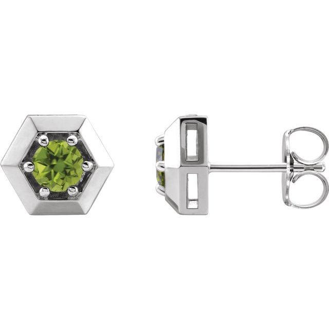 Round Natural Peridot Geometric Earrings