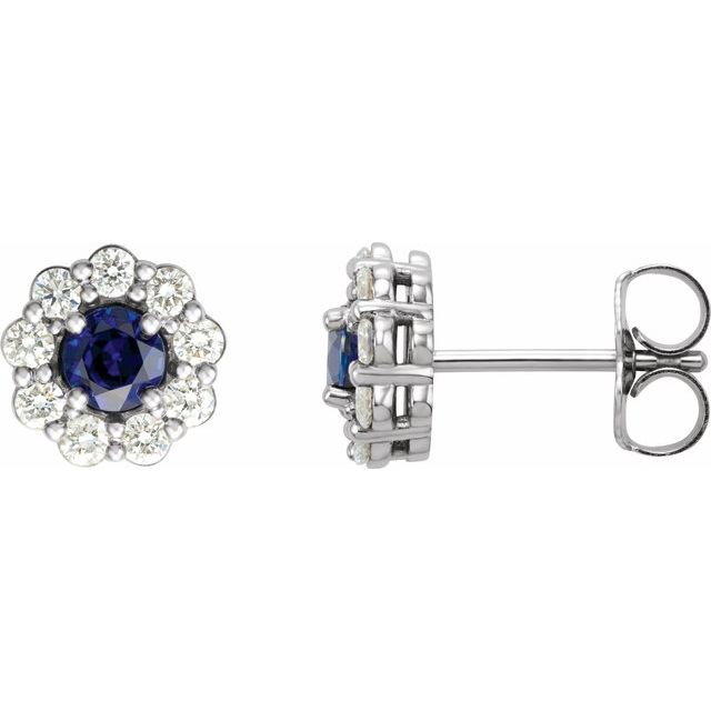 Round 4mm Lab-Grown Blue Sapphire & 1/3 CTW Natural Diamond Earrings