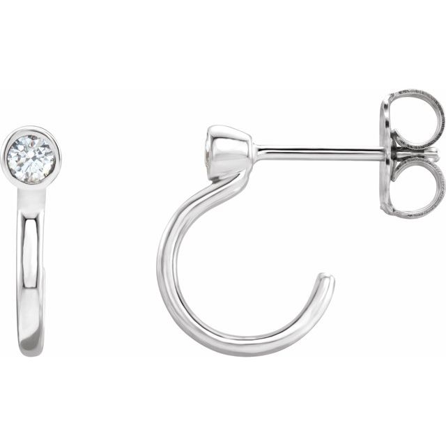 Round 0.06 CTW Natural Diamond Huggie J-Hoop Earring