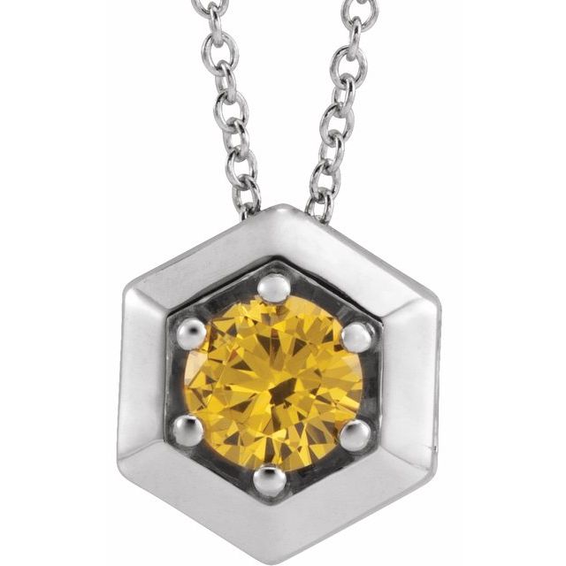 Round Natural Citrine Geometric Necklace