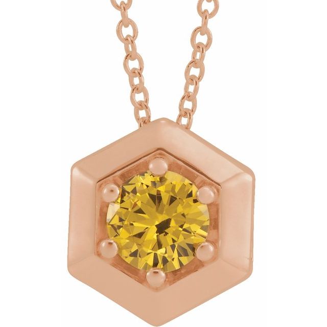 Round Natural Citrine Geometric Necklace