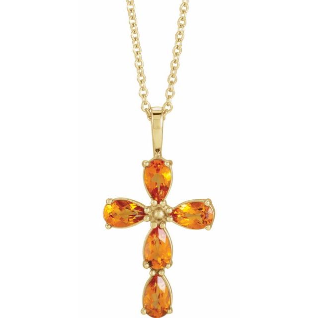 Pear Natural Citrine Cross Necklace