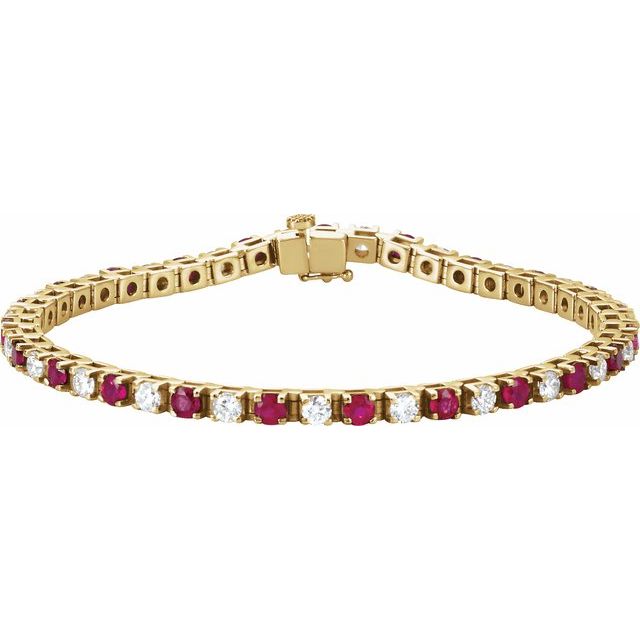 Round Natural Ruby & 2 1/3 CTW Natural Diamond Line Bracelet