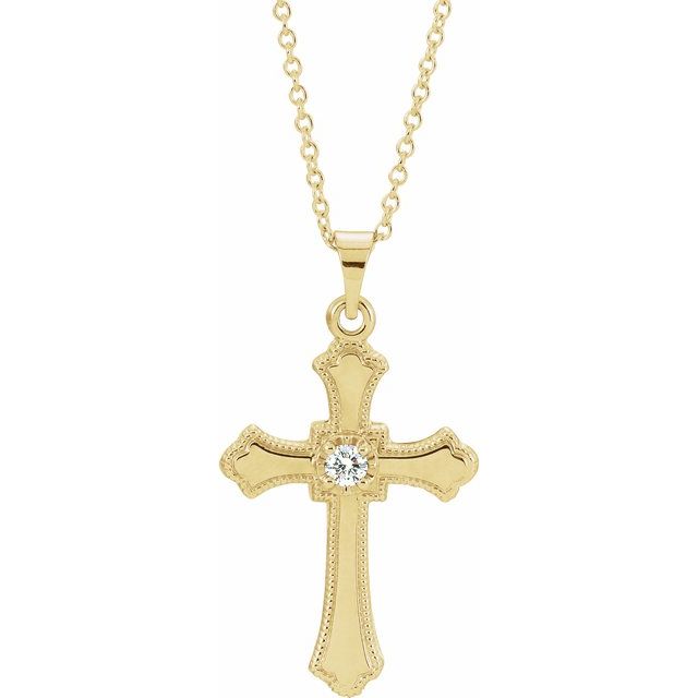 .03 CT Natural Diamond Cross Necklace