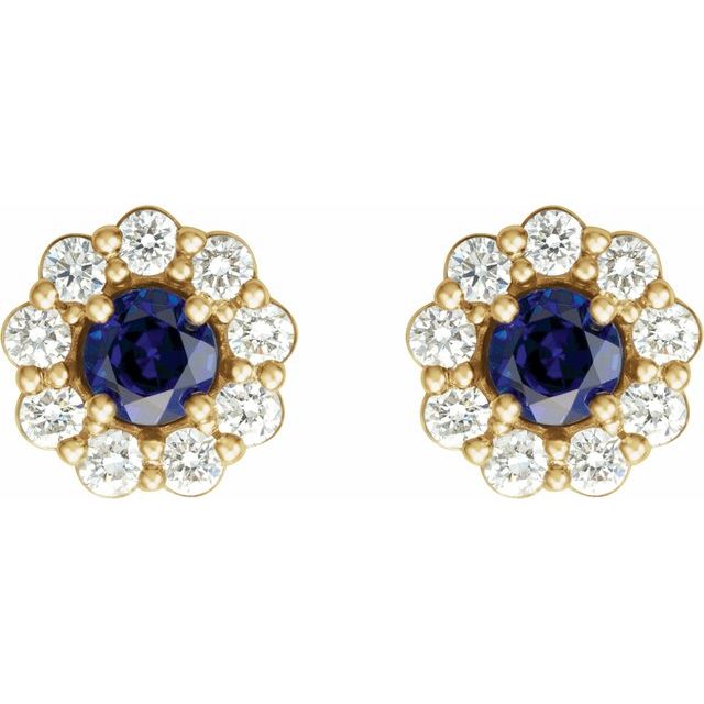 Round 4mm Lab-Grown Blue Sapphire & 1/3 CTW Natural Diamond Earrings