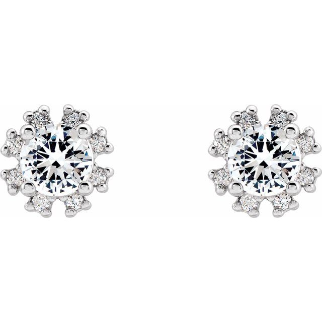 Round Natural White Sapphire & .06 CTW Natural Diamond Earrings