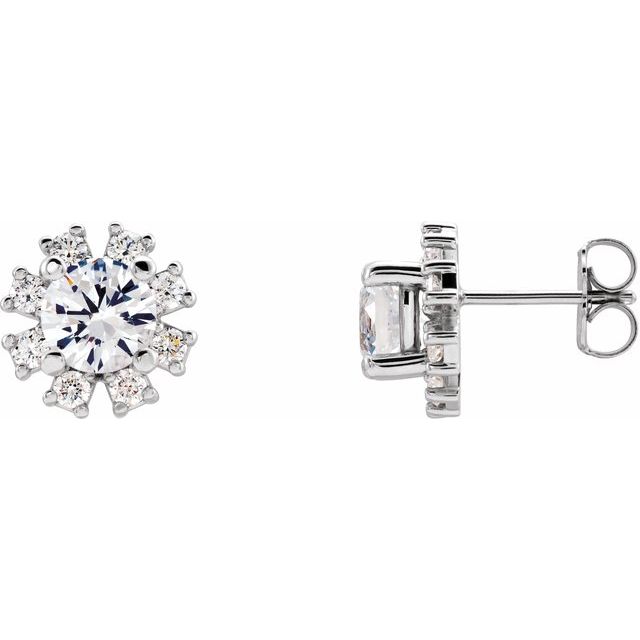 Round Natural White Sapphire & 1/2 CTW Natural Diamond Earrings