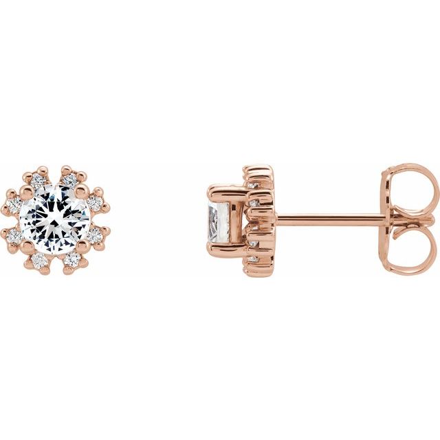 Round Natural White Sapphire & .06 CTW Natural Diamond Earrings