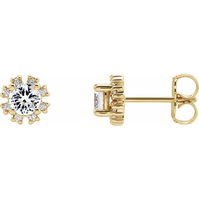 Round Natural White Sapphire & .06 CTW Natural Diamond Earrings