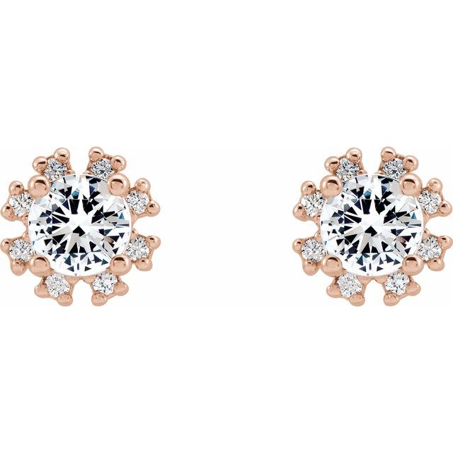 Round Natural White Sapphire & .06 CTW Natural Diamond Earrings