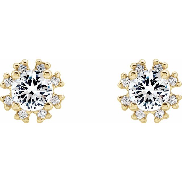 Round Natural White Sapphire & .06 CTW Natural Diamond Earrings