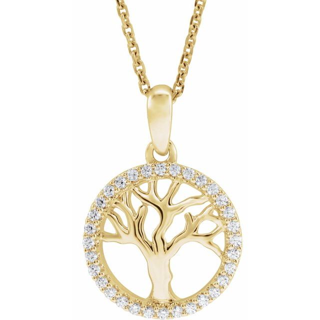 Round 1/5 CTW Natural Diamond Tree of Life Necklace
