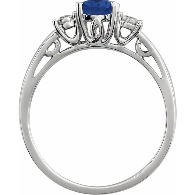 Oval Lab-Grown Blue Sapphire & .04 CTW Natural Diamond Ring