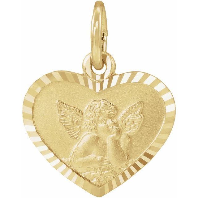 12x9mm Heart Cherub Angel Medal